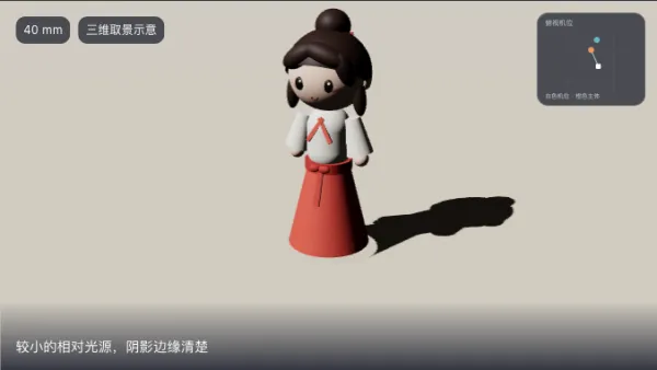 阴影边界清楚，亮面和暗面分界明显